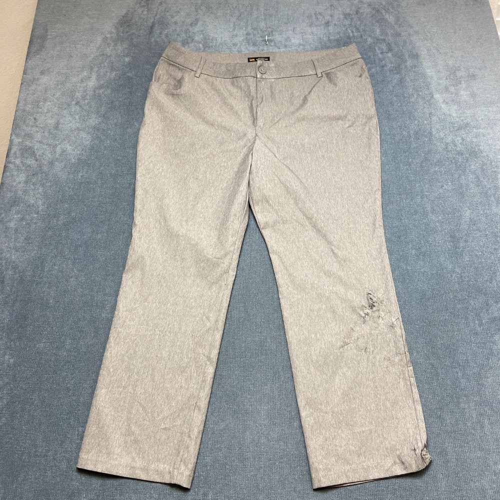 Lee Pants Womens 18 Gray Relaxed Fit Mid Rise Wrinkle Free Straight Leg Formal